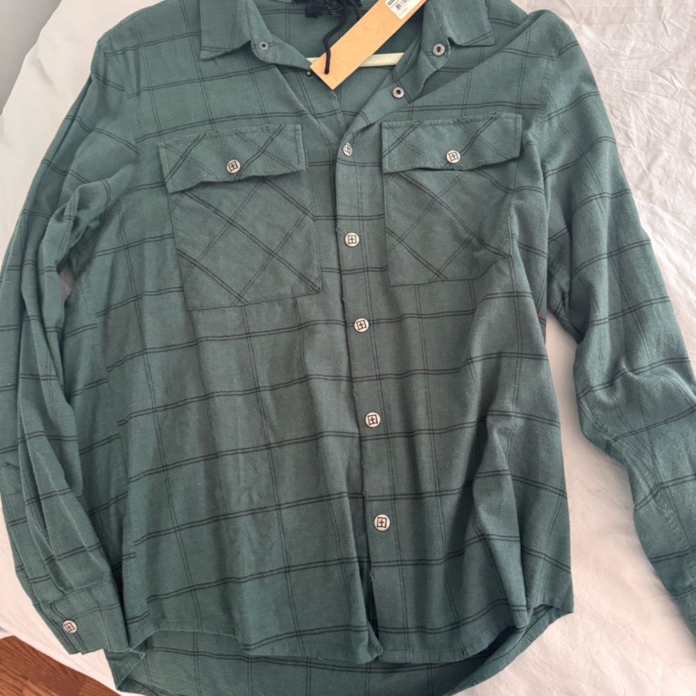 KSUBI Forest Green Plaid Shirt with Pockets